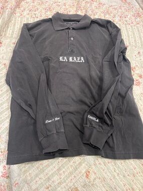 La Raza Black Long Sleeve Polo Shirt